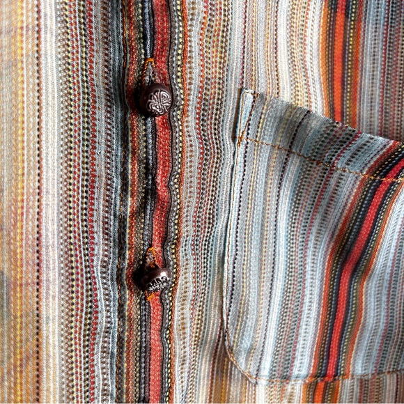 Aratta Silent Journey Sheer Striped Embroidered Button Front Top Size M - Picture 5 of 9